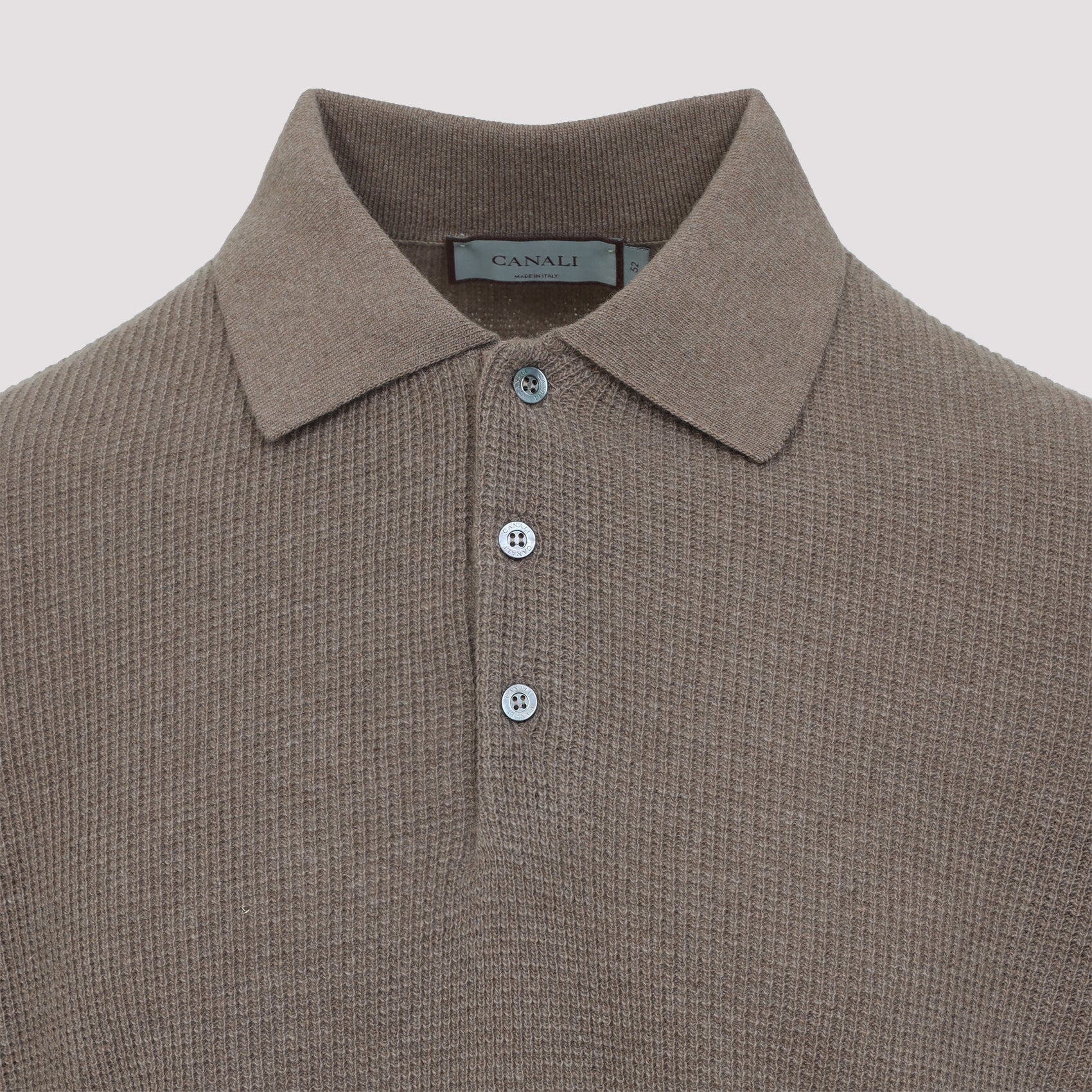 CANALI Long Sleeve Suede Detail Polo for Men