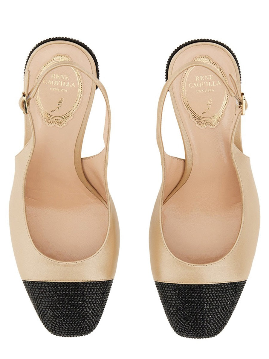 RENE CAOVILLA Slingback Pumps with Rhinestones