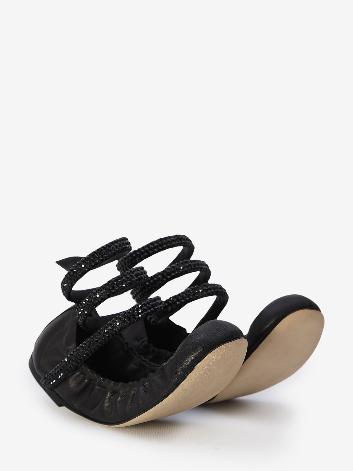 RENE CAOVILLA Mini Ballerinas with Crystal Snake Ankle Strap