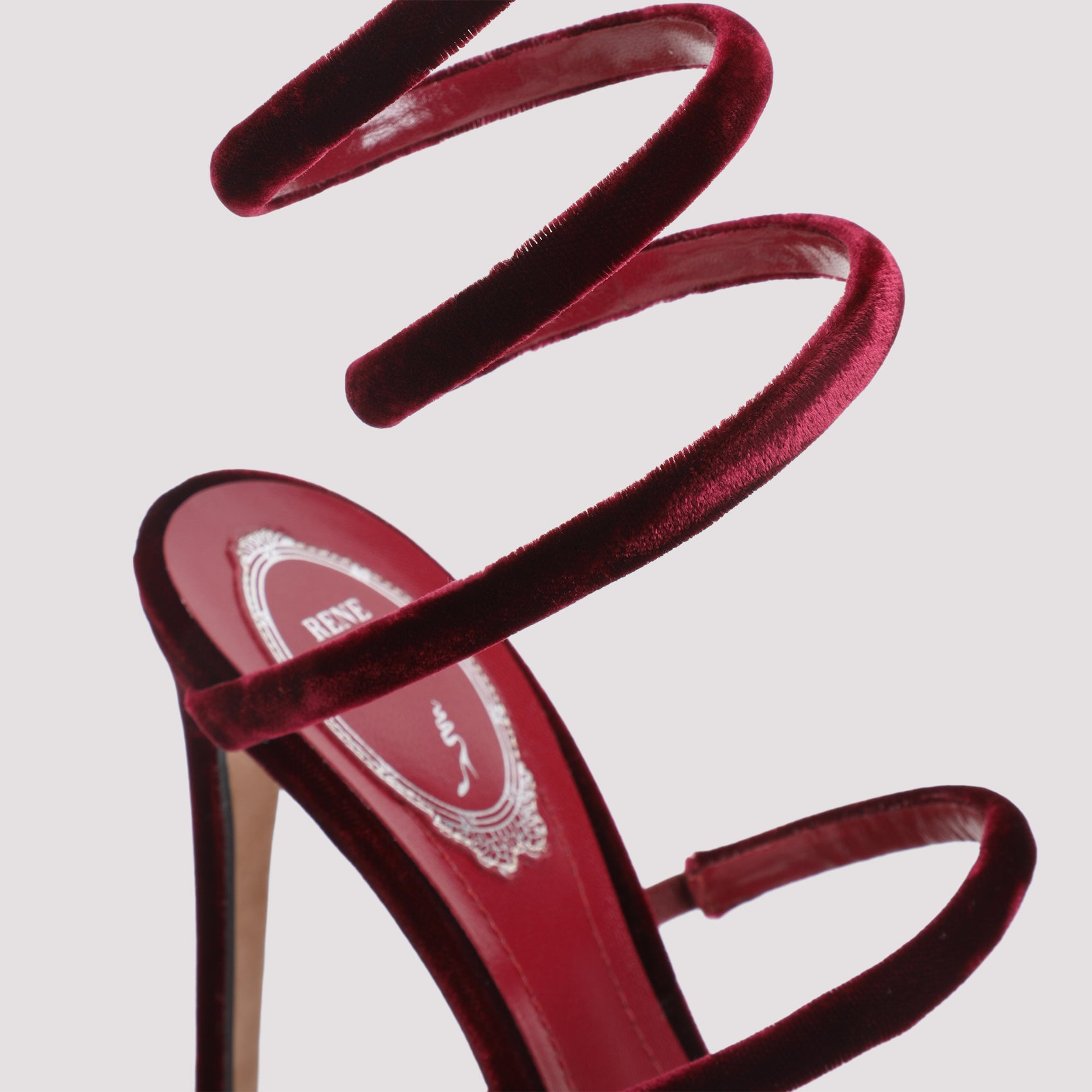 RENE CAOVILLA Velvet Snake Sandals with 10.5cm Heel