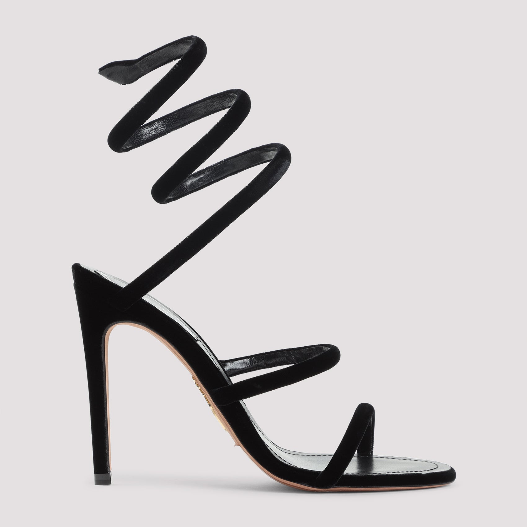 RENE CAOVILLA Velvet Snake Sandals with 10.5cm Heel