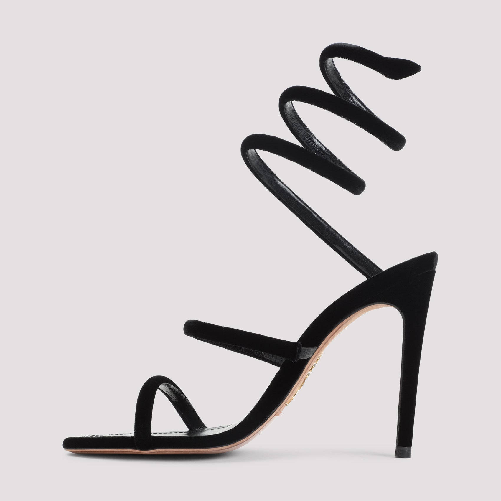 RENE CAOVILLA Velvet Snake Sandals with 10.5cm Heel