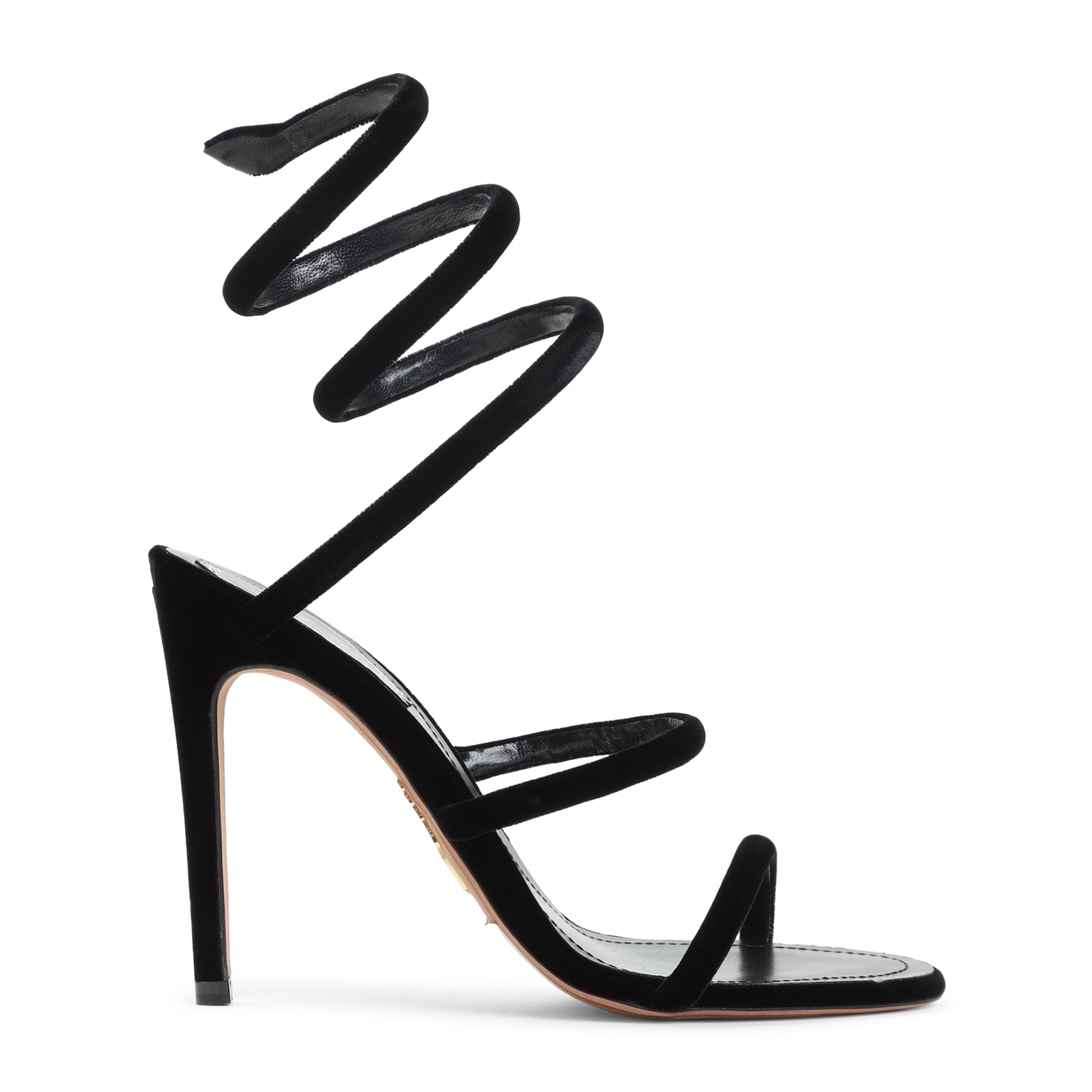 RENE CAOVILLA Velvet Snake Sandals with 10.5cm Heel