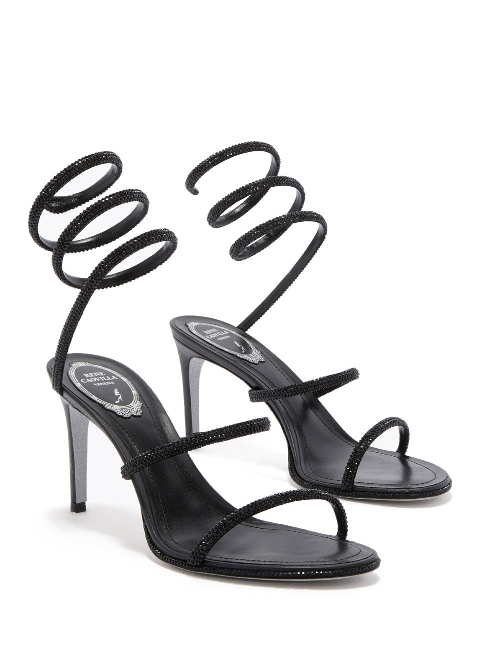 RENE CAOVILLA Cleo 80 Satin Heeled Sandals