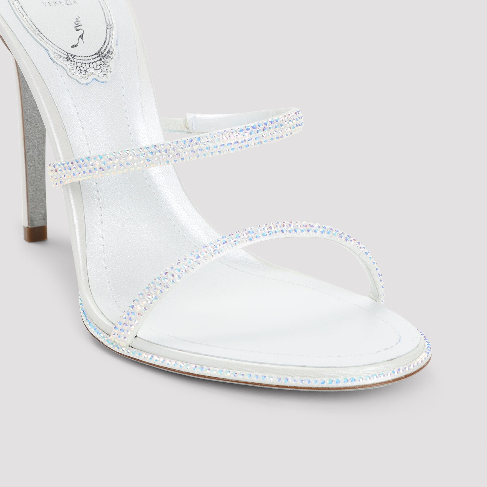 RENE CAOVILLA Cleo Satin Sandals with Strass - 11cm Heel Height