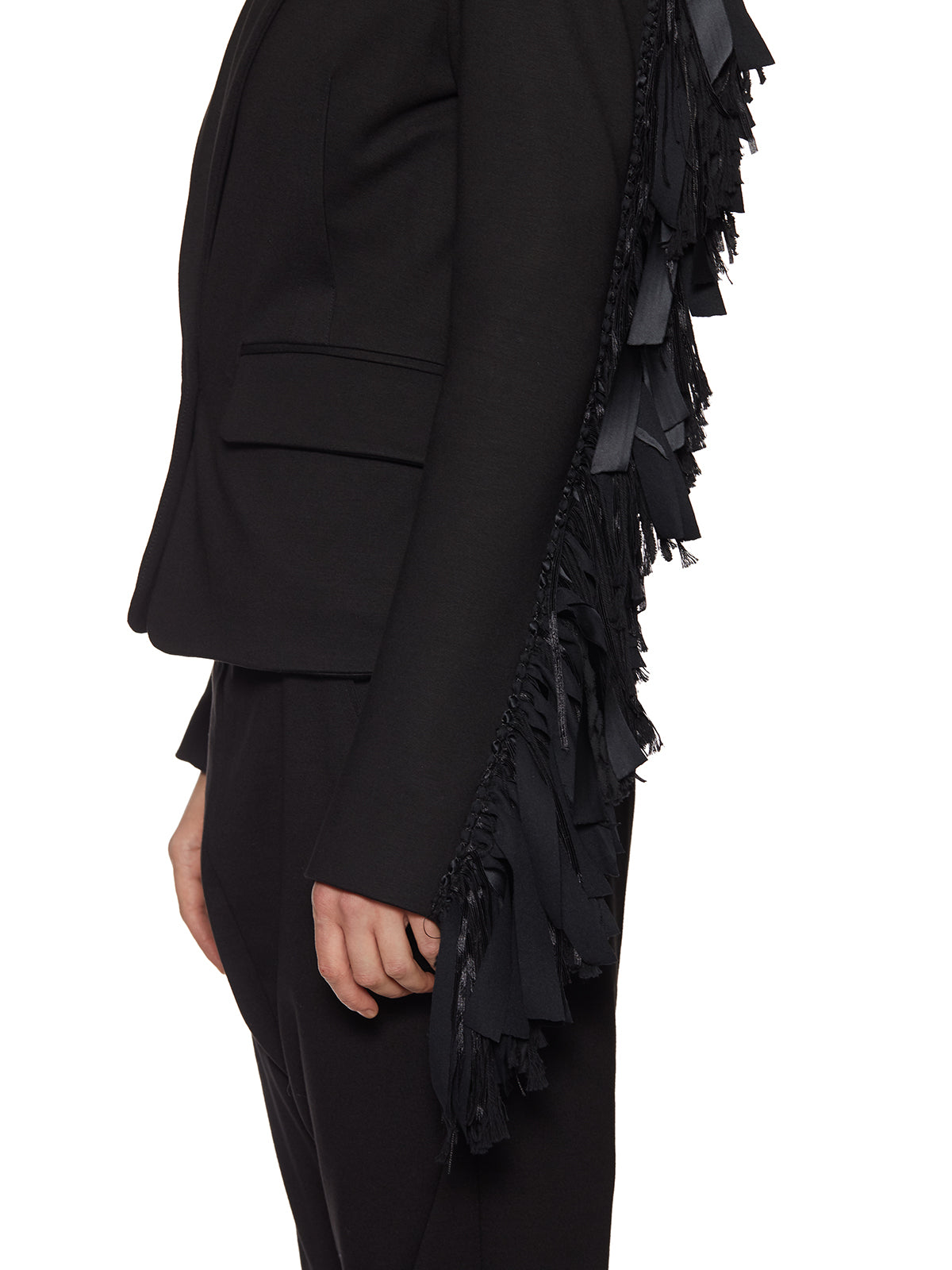 NOSTRASANTISSIMA Fringe-Embellished Viscose Jacket Size 40