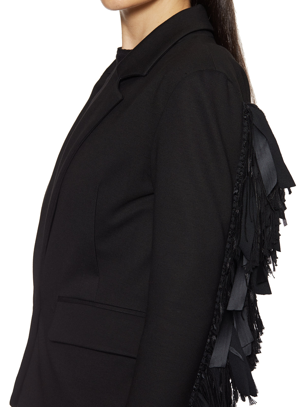 NOSTRASANTISSIMA Fringe-Embellished Viscose Jacket Size 40