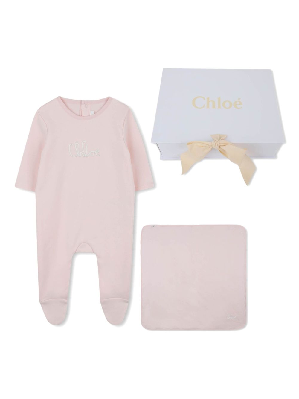 CHLOÉ Mini Logo-Embroidered Babygrow Set