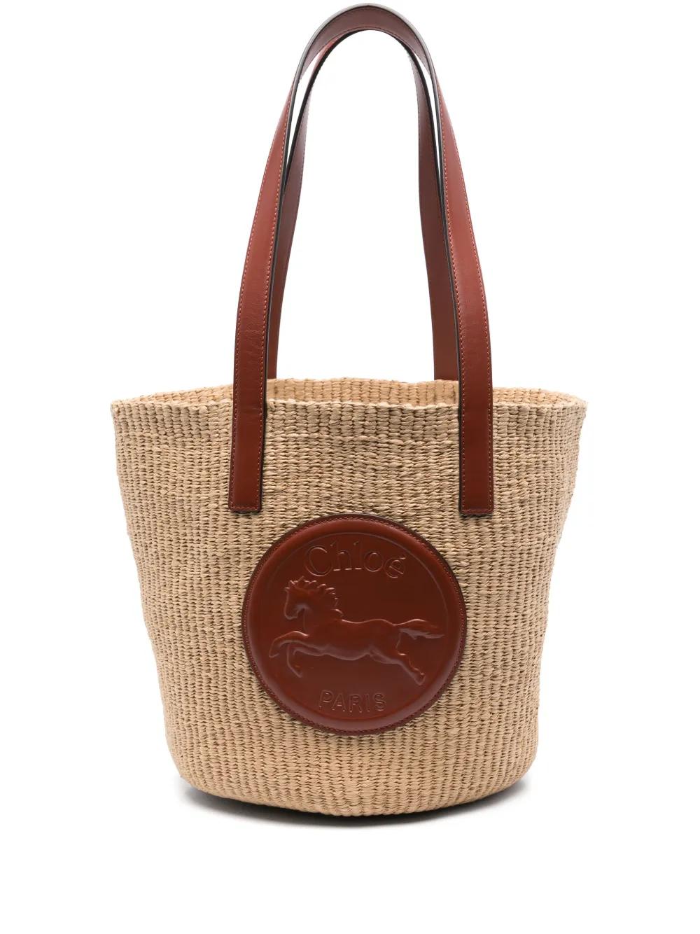 CHLOÉ Large Raffia Bucket Handbag