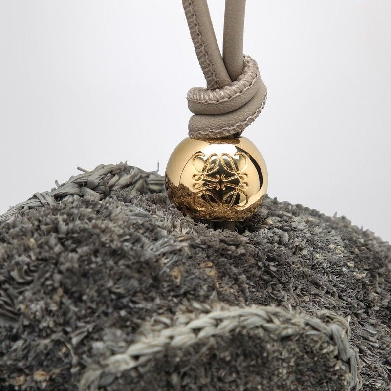 LOEWE Mini Elephant Pendant in Raffia and Leather