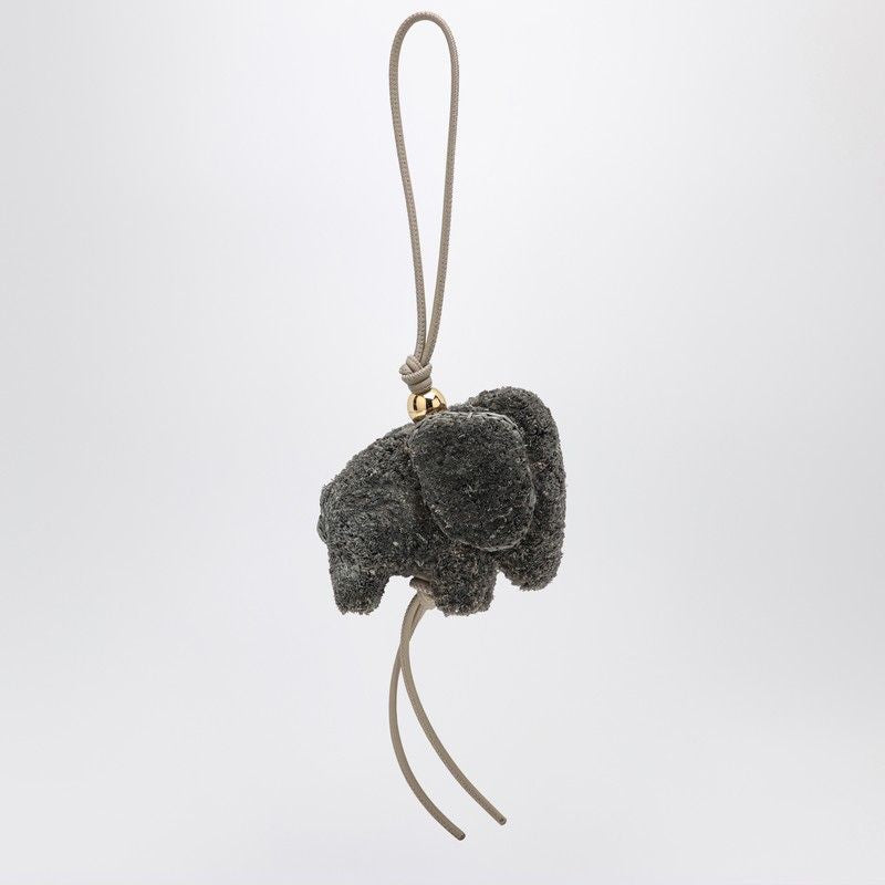 LOEWE Mini Elephant Pendant in Raffia and Leather