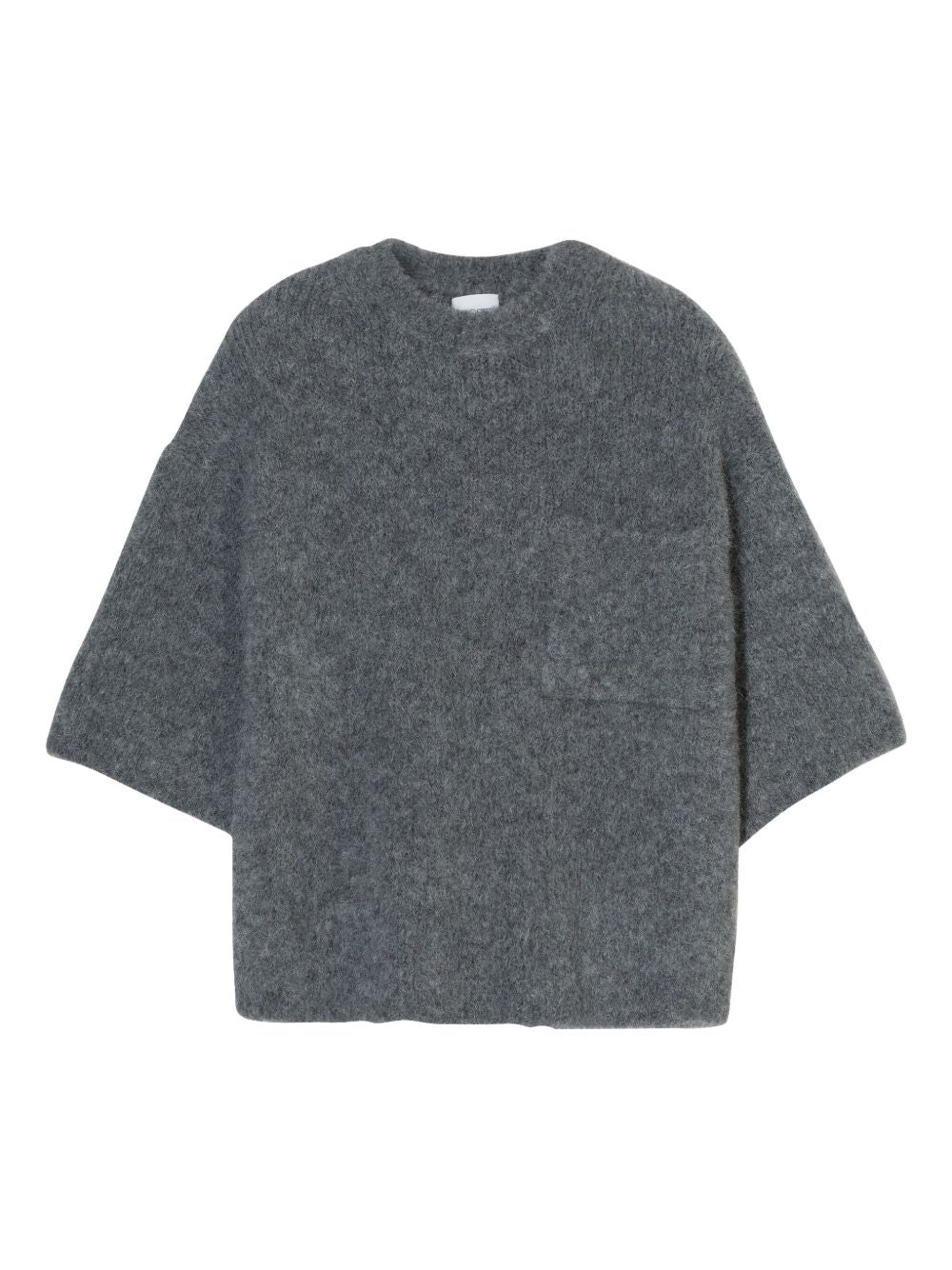 CLOSED Wool Crewneck Sweater with Patch Pocket - Short Sleeve