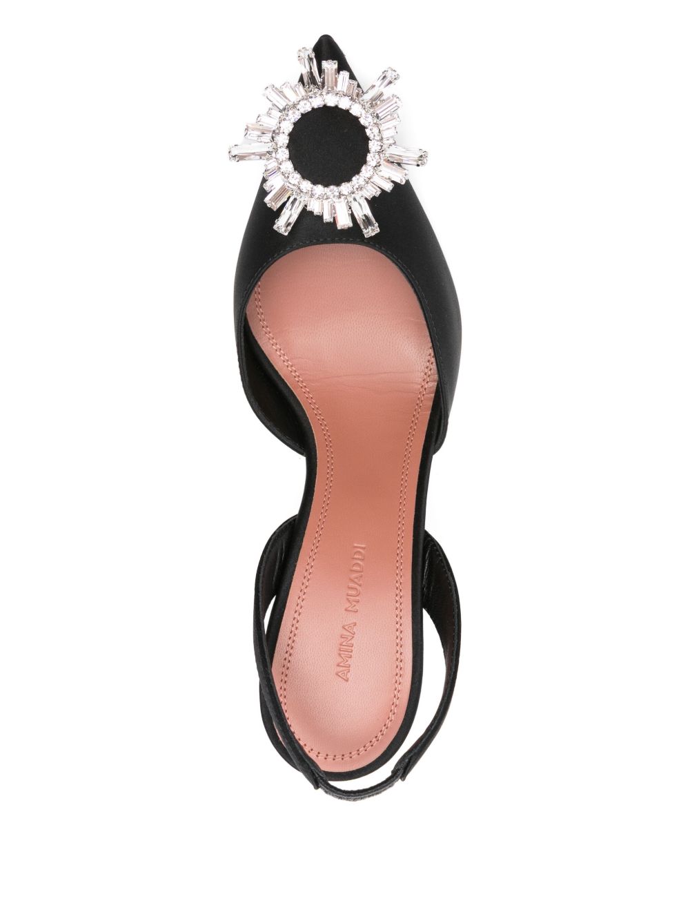 AMINA MUADDI Satin Slingback Pumps with Sculpted Heel