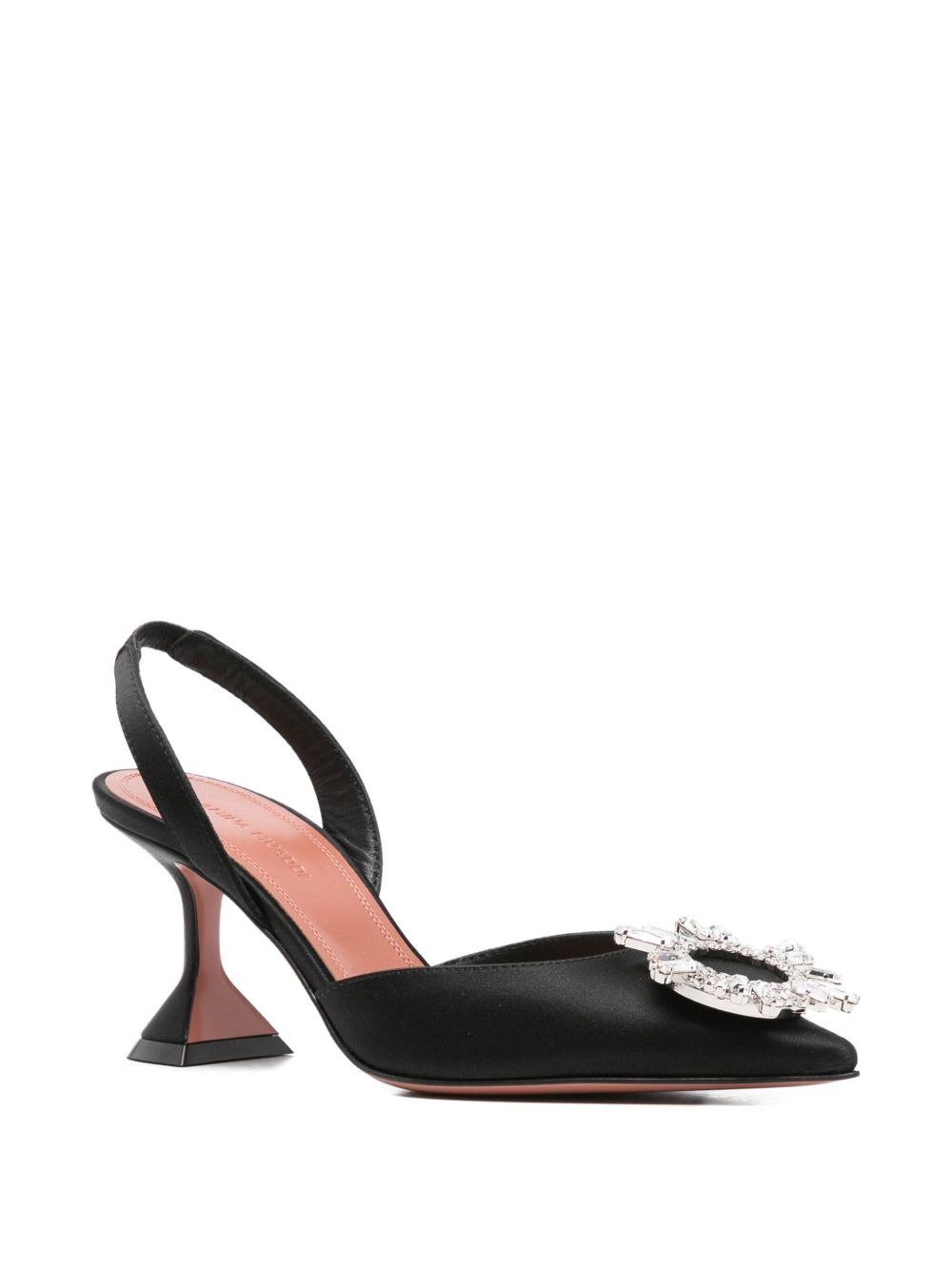 AMINA MUADDI Satin Slingback Pumps with Sculpted Heel