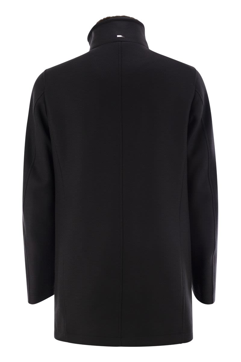 HERNO Men's Wool Jacket with Removable Fur Collar