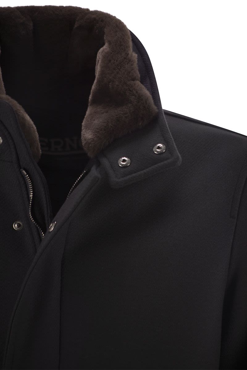 HERNO Men's Wool Jacket with Removable Fur Collar