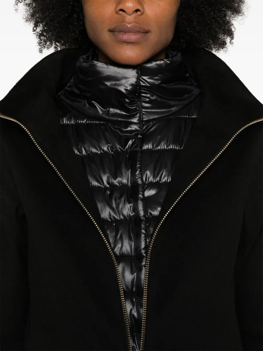 HERNO Brushed Effect Virgin Wool Coat with Detachable Padded Panels