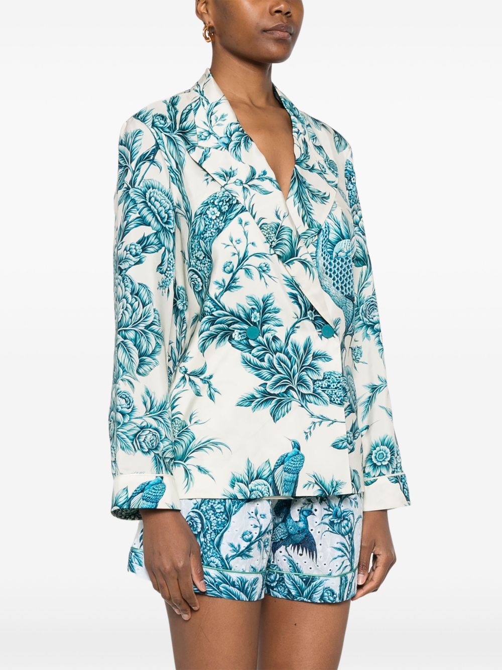 F.R.S FOR RESTLESS SLEEPERS Double-Breasted Floral Print Silk Shirt
