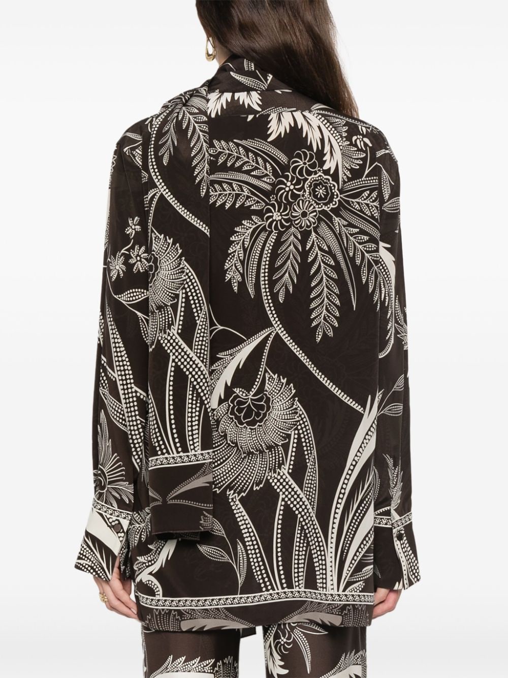 F.R.S FOR RESTLESS SLEEPERS Printed Silk Button-Up Shirt with Botanical Design