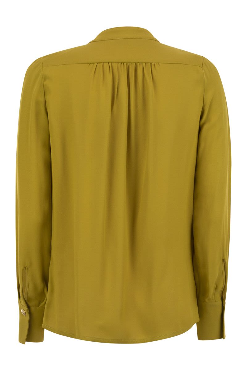 ELISABETTA FRANCHI Georgette Shirt with Charms and Logo - Regular Fit