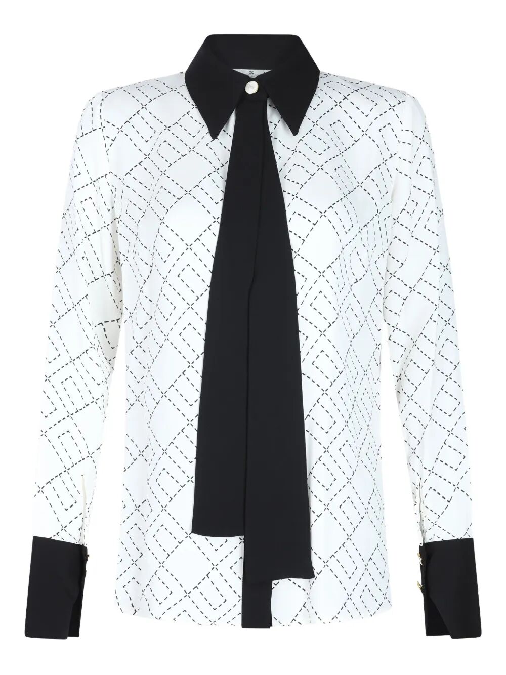 ELISABETTA FRANCHI Slim Fit Georgette Shirt with Bi-Color Print