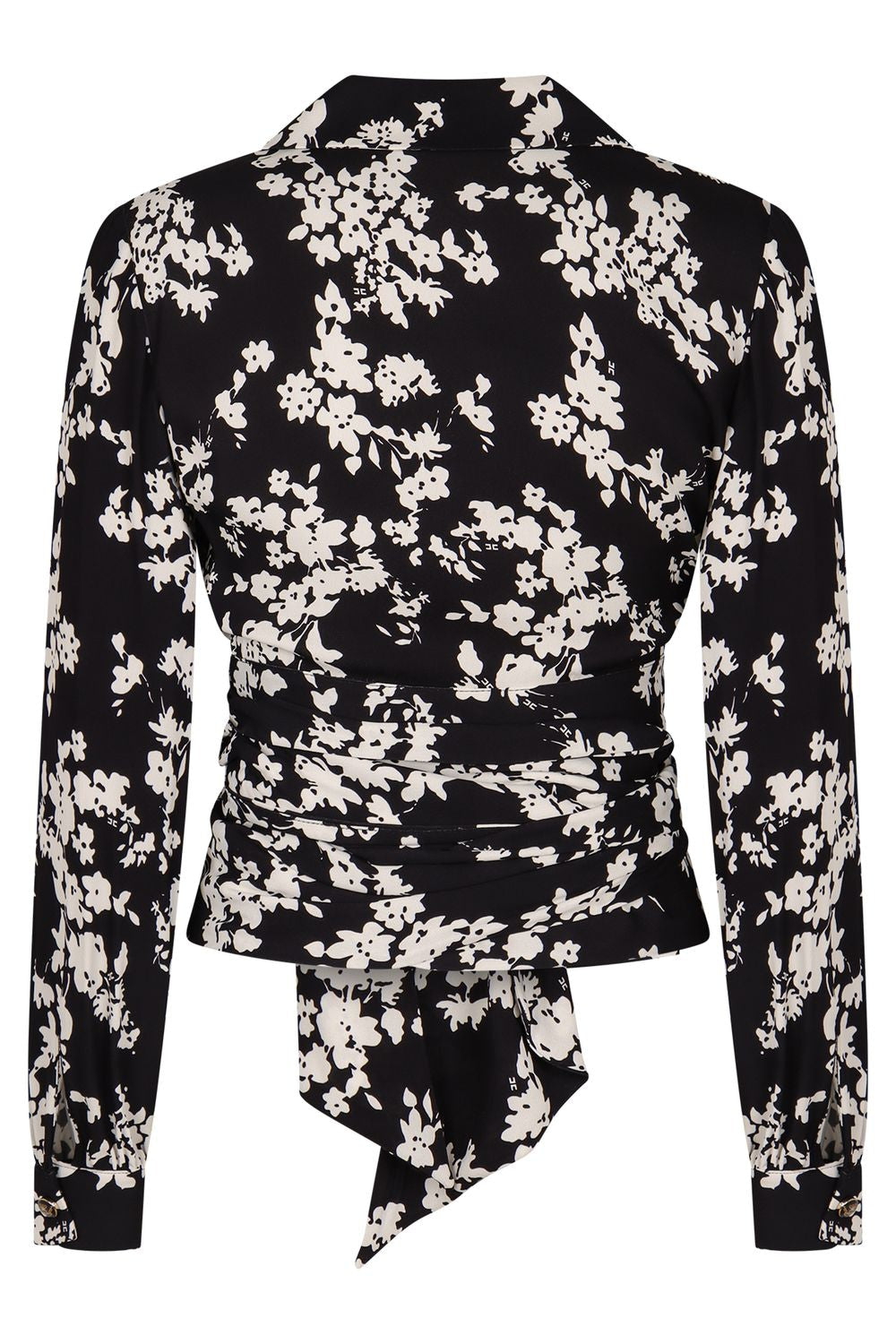 ELISABETTA FRANCHI Printed Georgette Blouse with Waist Sash