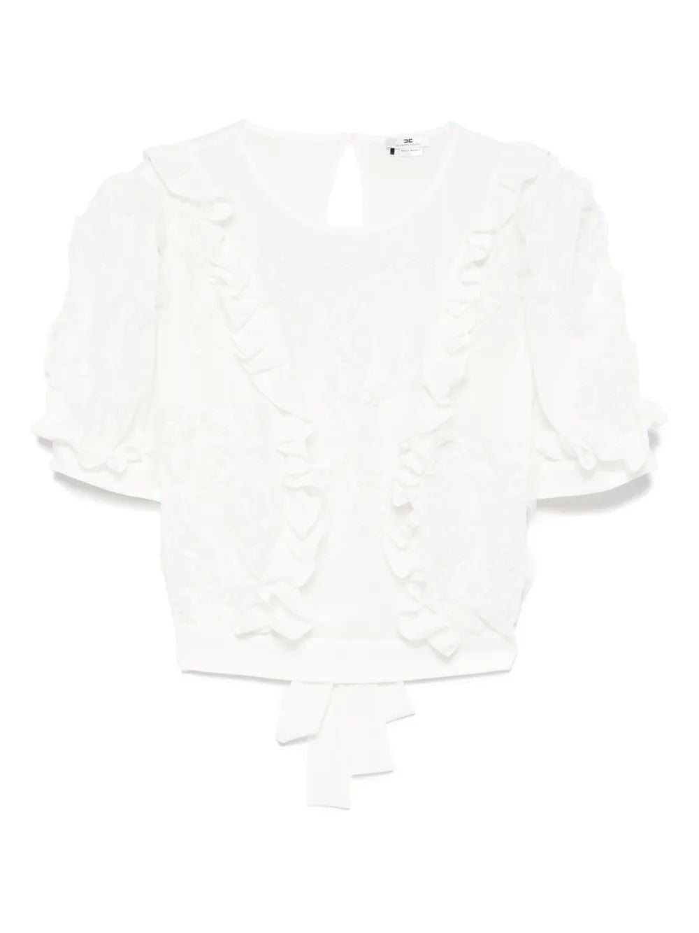 ELISABETTA FRANCHI Women's Natural Ruffled Mini Top