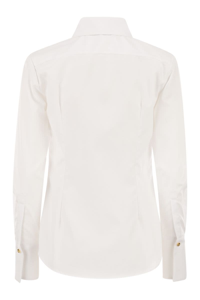 ELISABETTA FRANCHI Cotton Poplin Slim-Fit Shirt with Logo