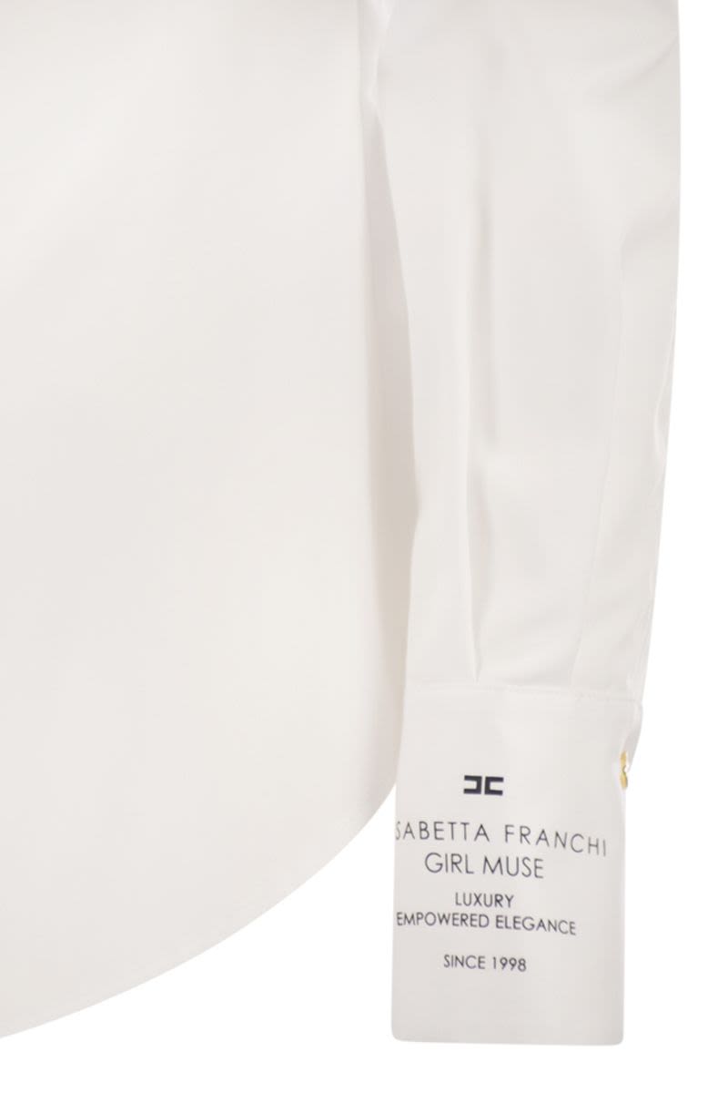 ELISABETTA FRANCHI Cotton Poplin Slim-Fit Shirt with Logo