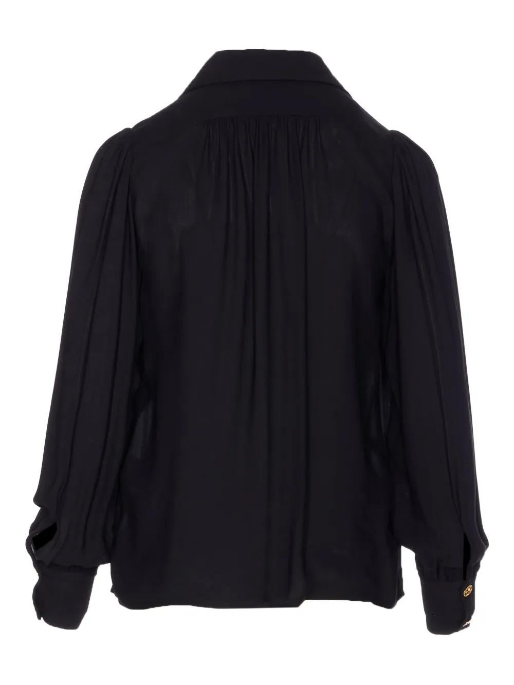 ELISABETTA FRANCHI Georgette Blouse with Decorative Gathering