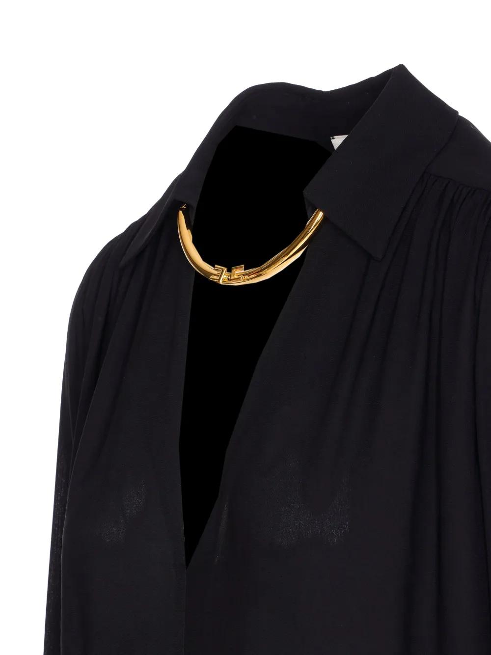 ELISABETTA FRANCHI Georgette Blouse with Decorative Gathering