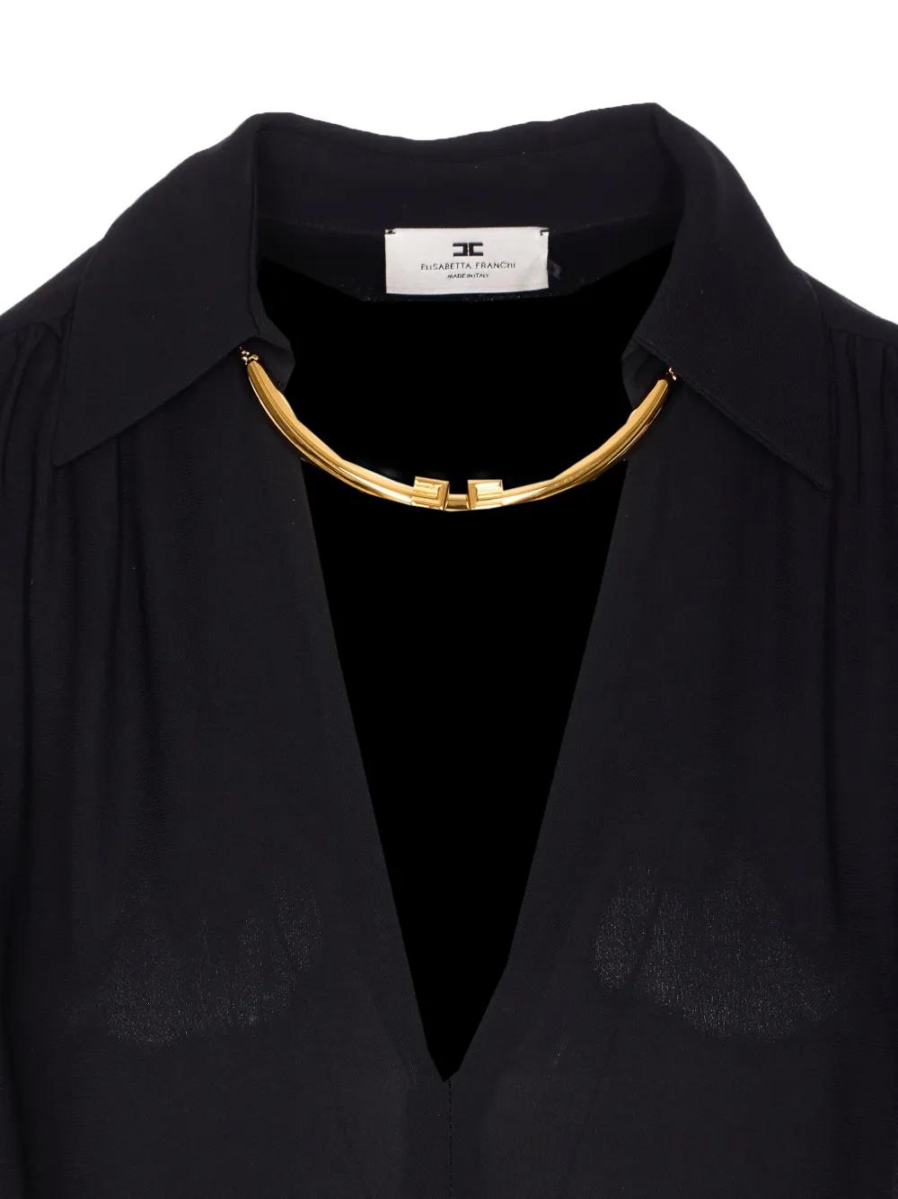 ELISABETTA FRANCHI Georgette Blouse with Decorative Gathering