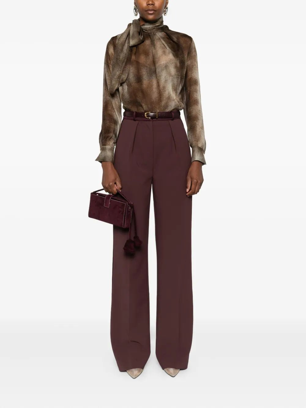 ELISABETTA FRANCHI Chiffon Blouse with Python Print