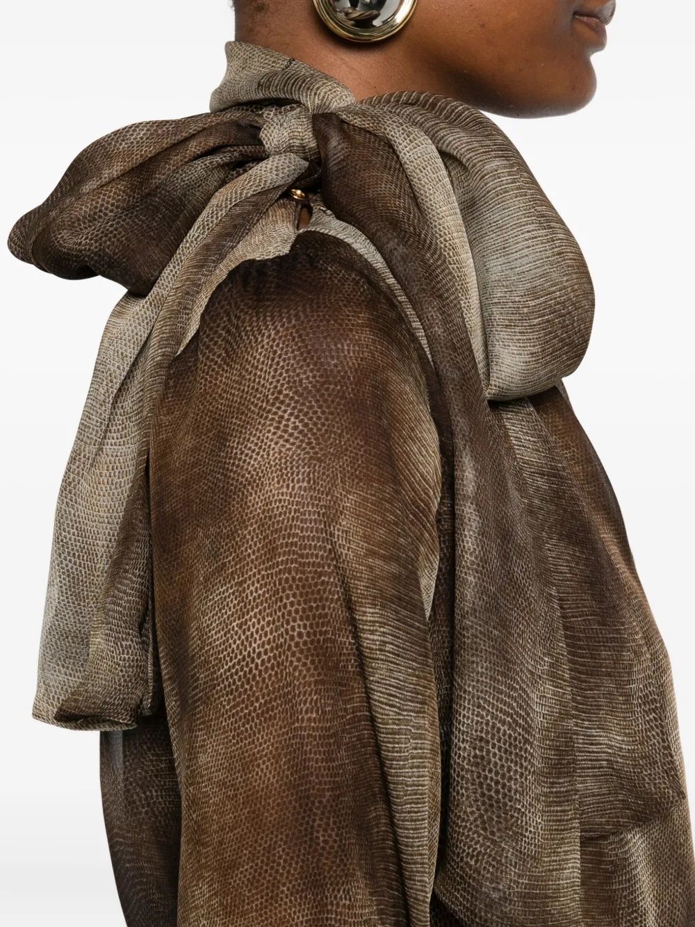 ELISABETTA FRANCHI Chiffon Blouse with Python Print