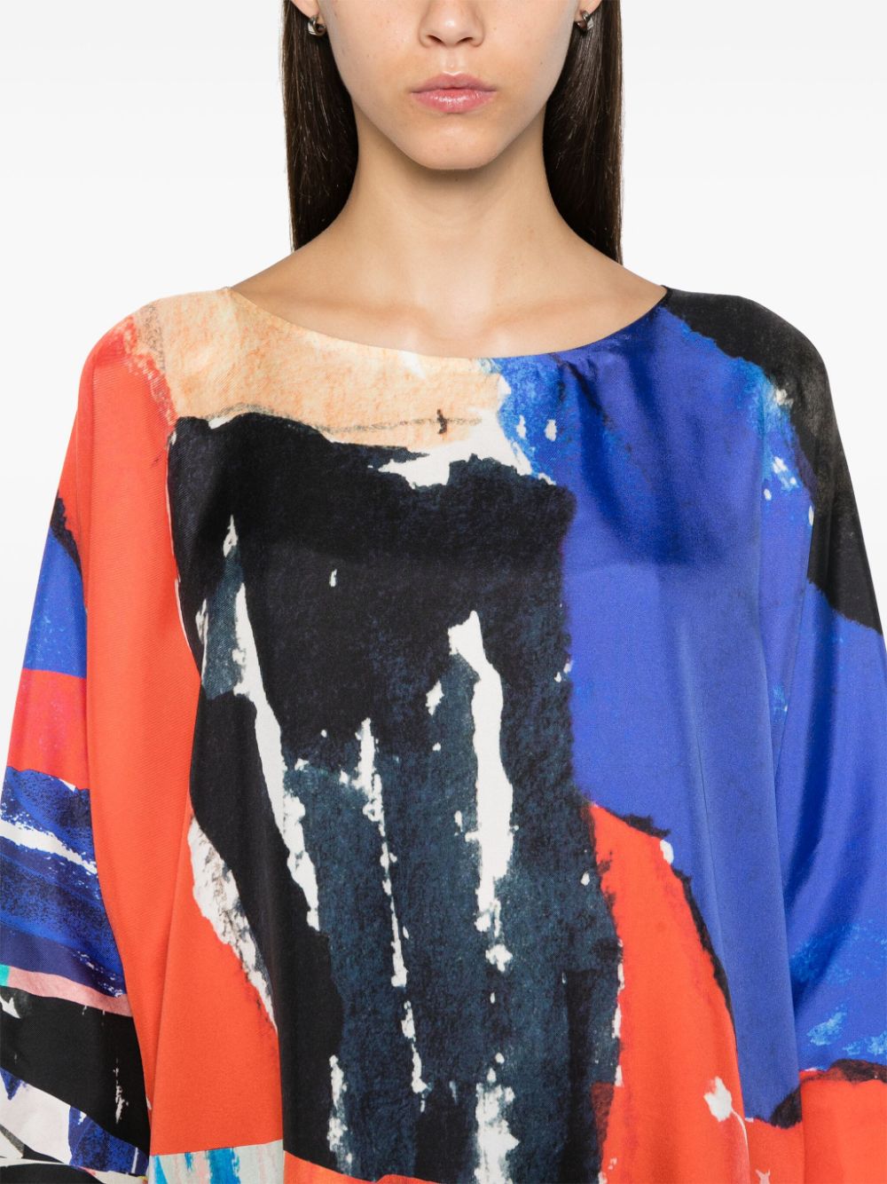 DANIELA GREGIS Printed Silk Blouse with Abstract Pattern - Long Sleeve