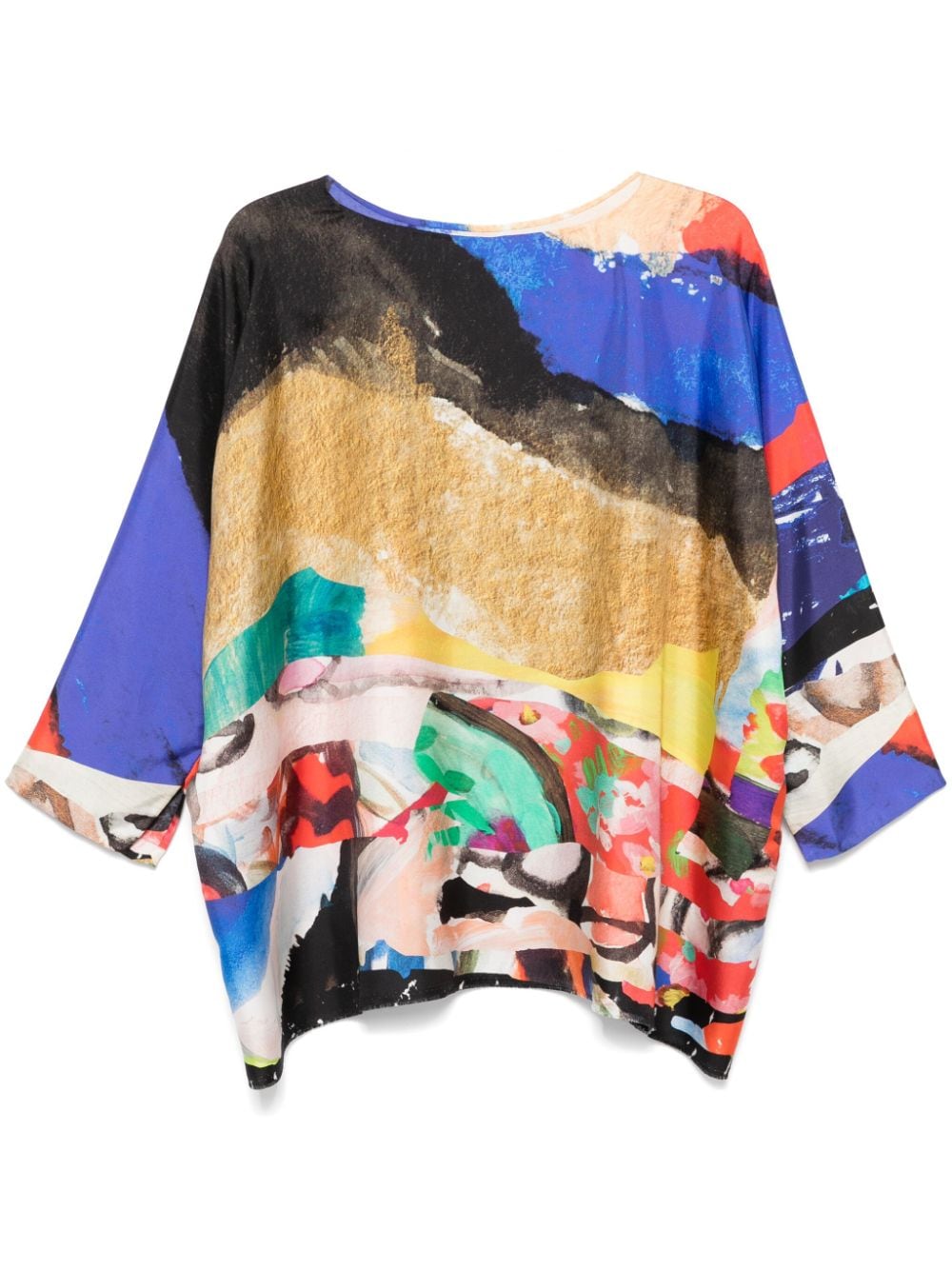 DANIELA GREGIS Printed Silk Blouse with Abstract Pattern - Long Sleeve