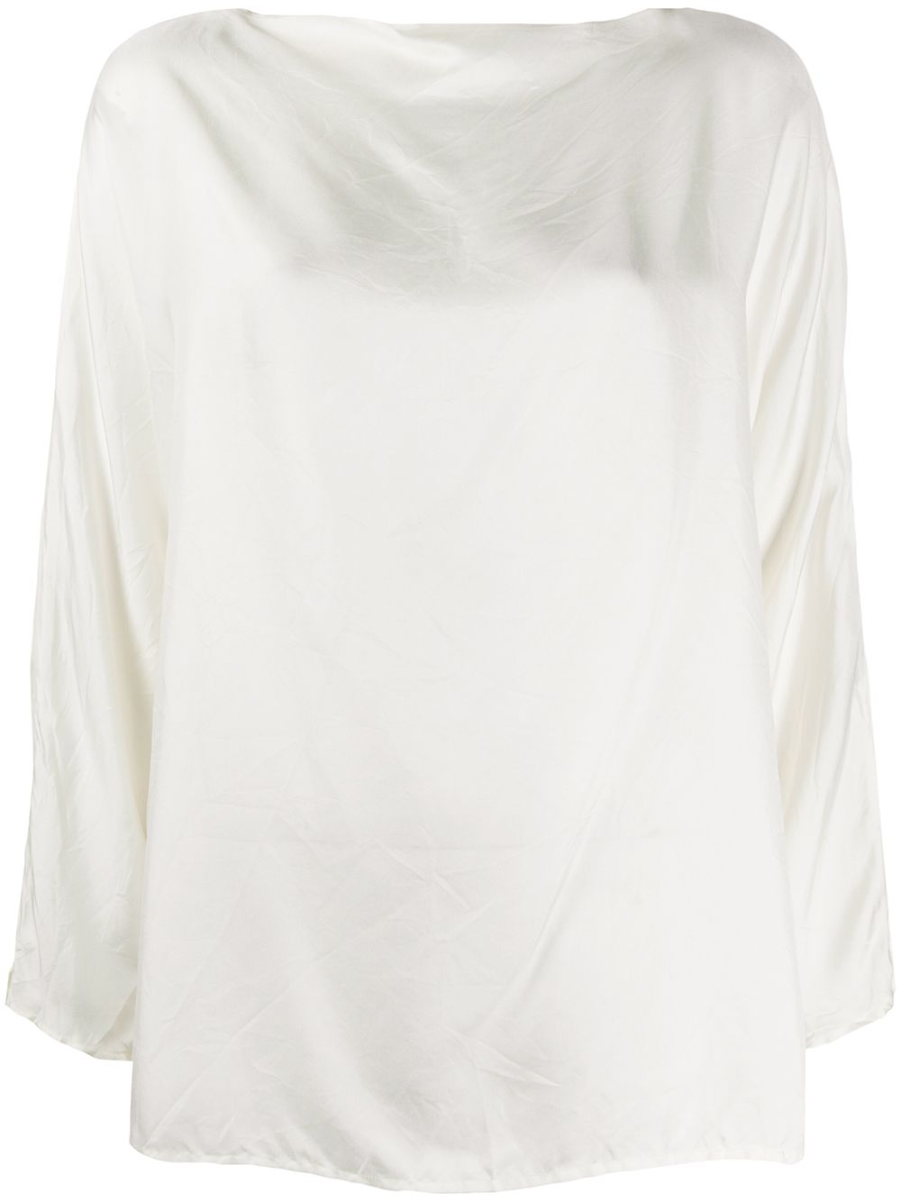 DANIELA GREGIS Silk Blouse with Raw-Cut Edge and Boat Neck for Women