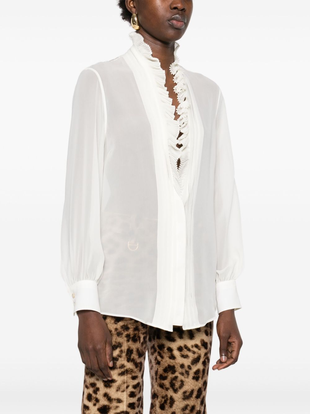 TOM FORD Silk Georgette Shirt with Plunging V-Neck for Women
