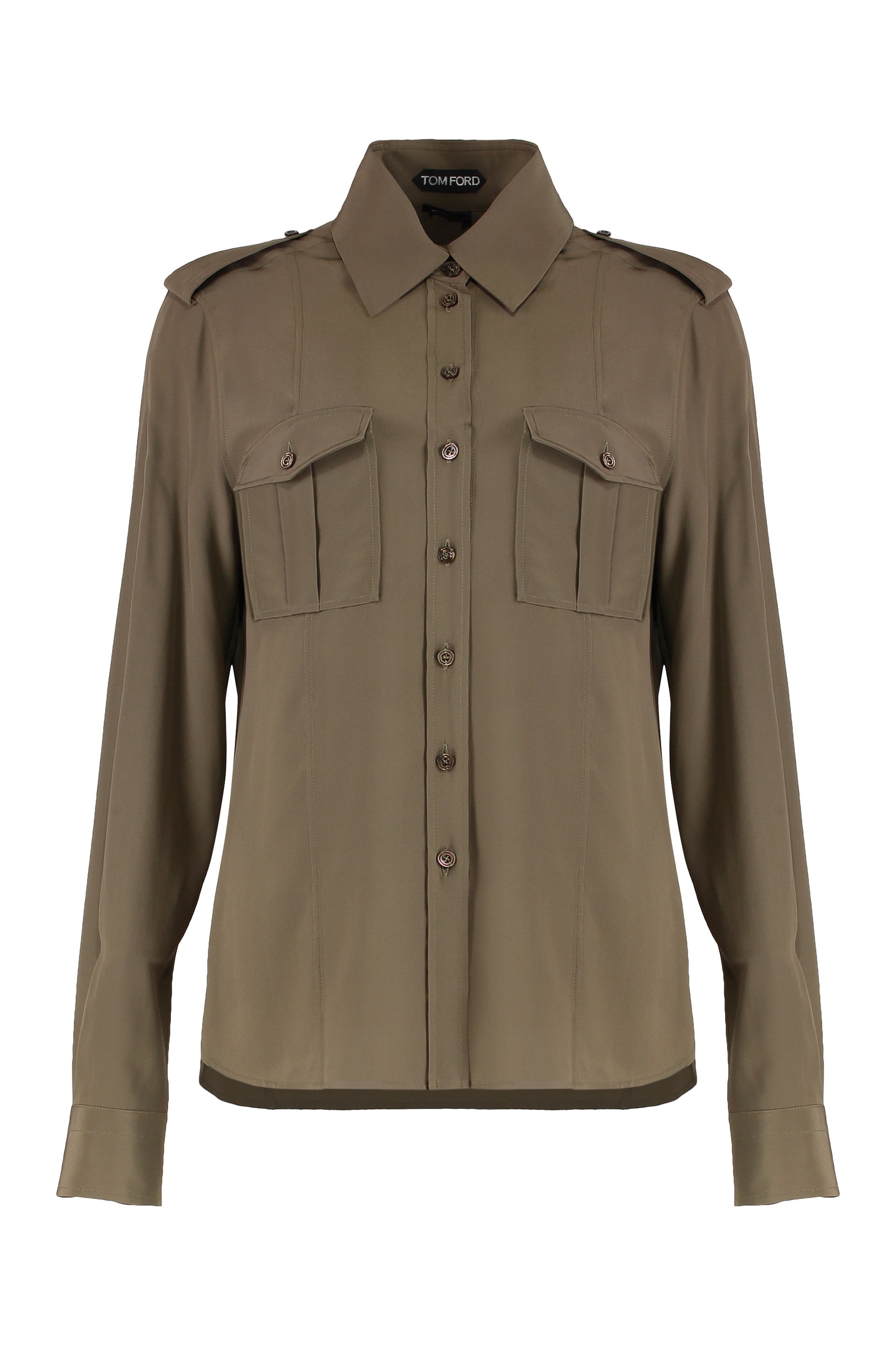 TOM FORD Silk Button-Up Shirt with Flap Pockets