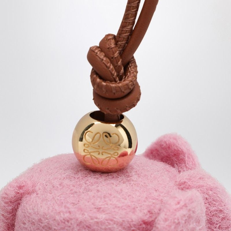 LOEWE Mini Elephant Pendant Keyring in Felt and Leather