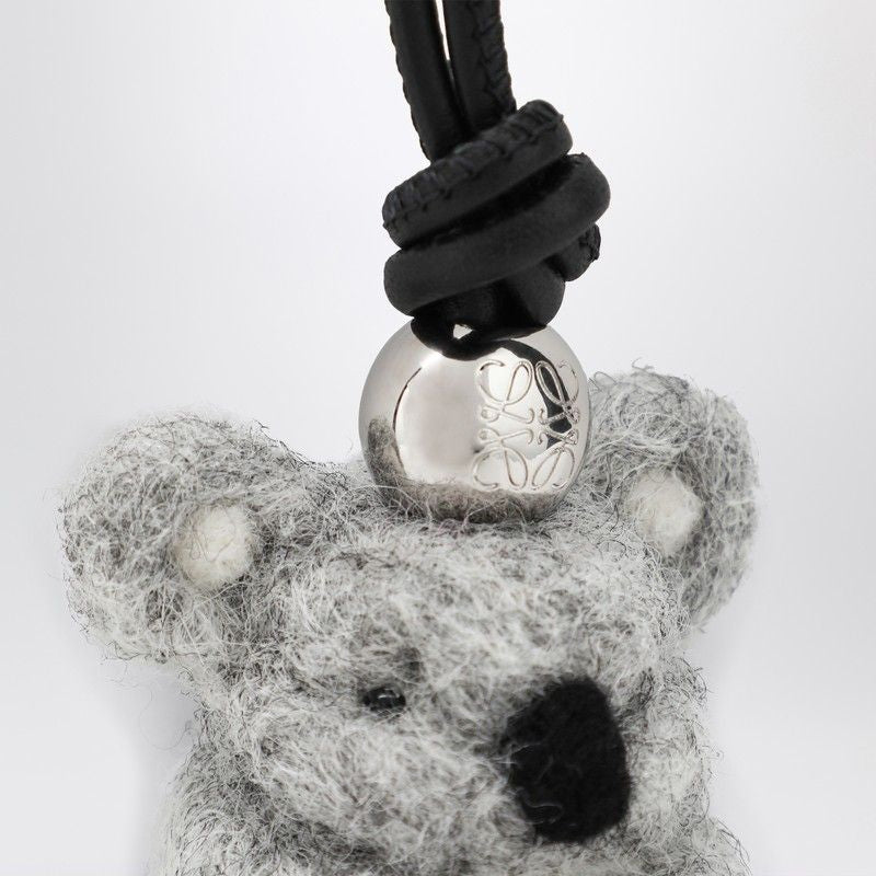 LOEWE Mini Koala Pendant Keyring in Felt and Leather