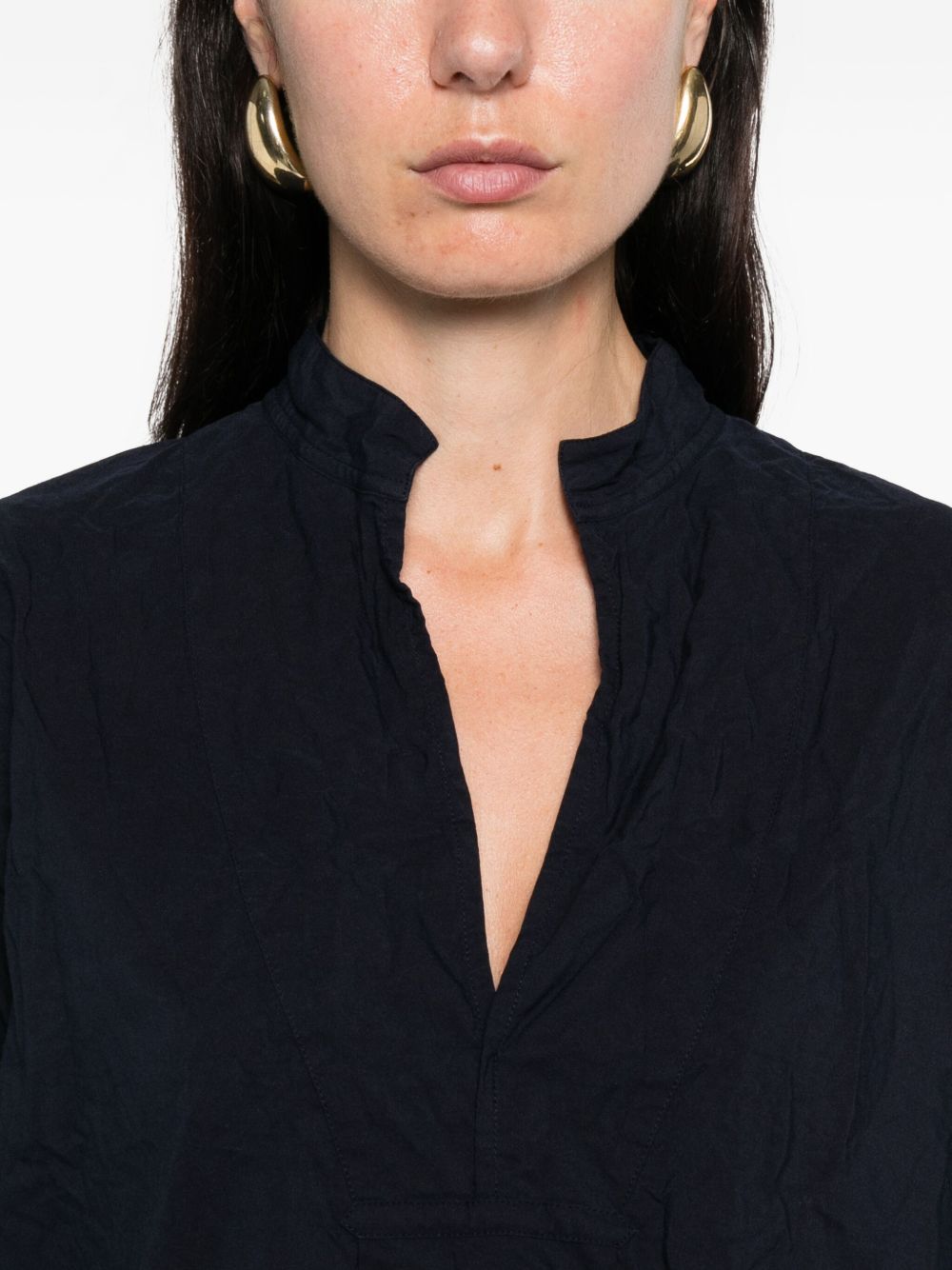 DANIELA GREGIS Women's Mandarin Collar Shirt with Three-Quarter Sleeves