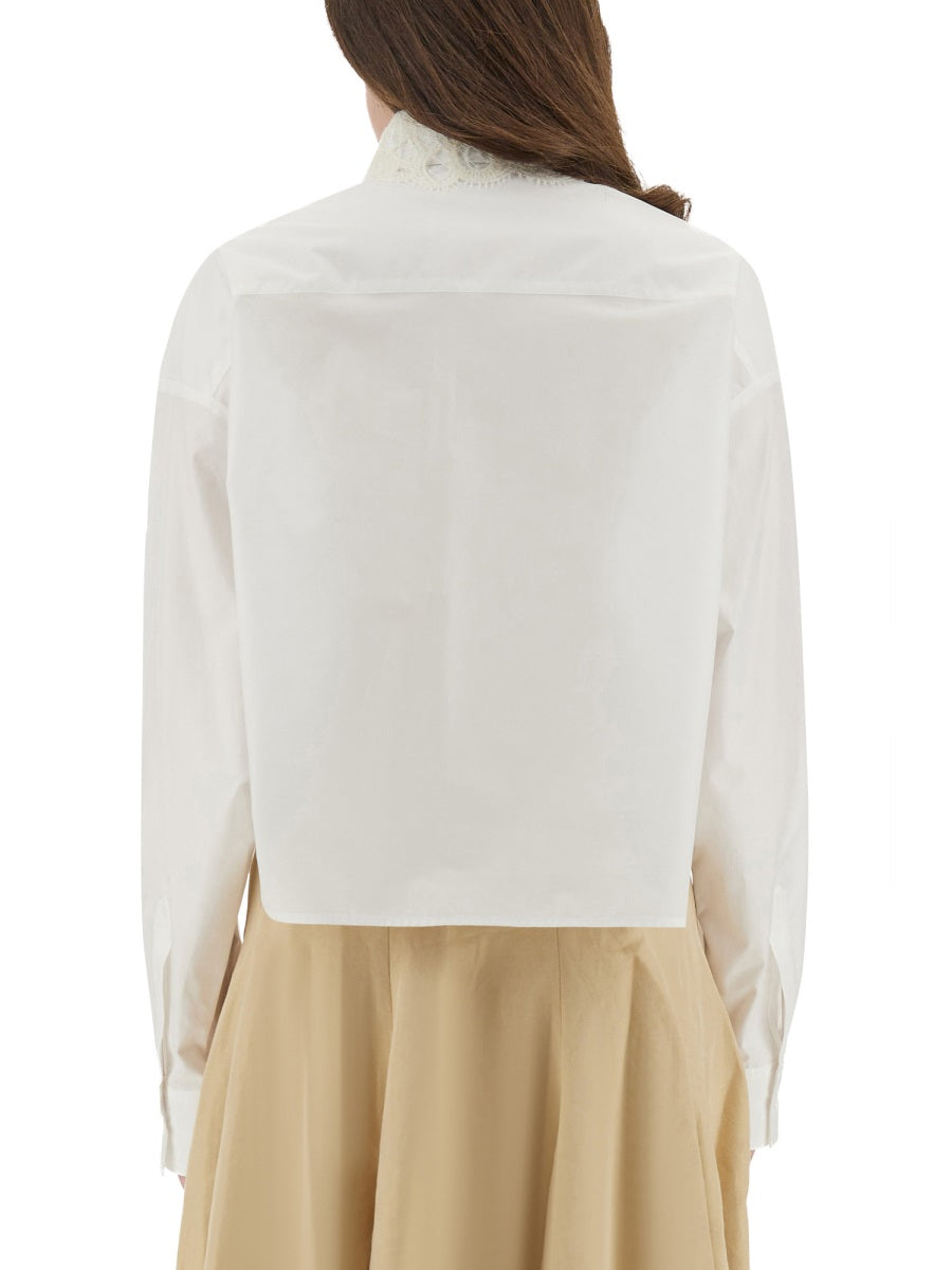 FABIANA FILIPPI Cropped Shirt with Lace Collar