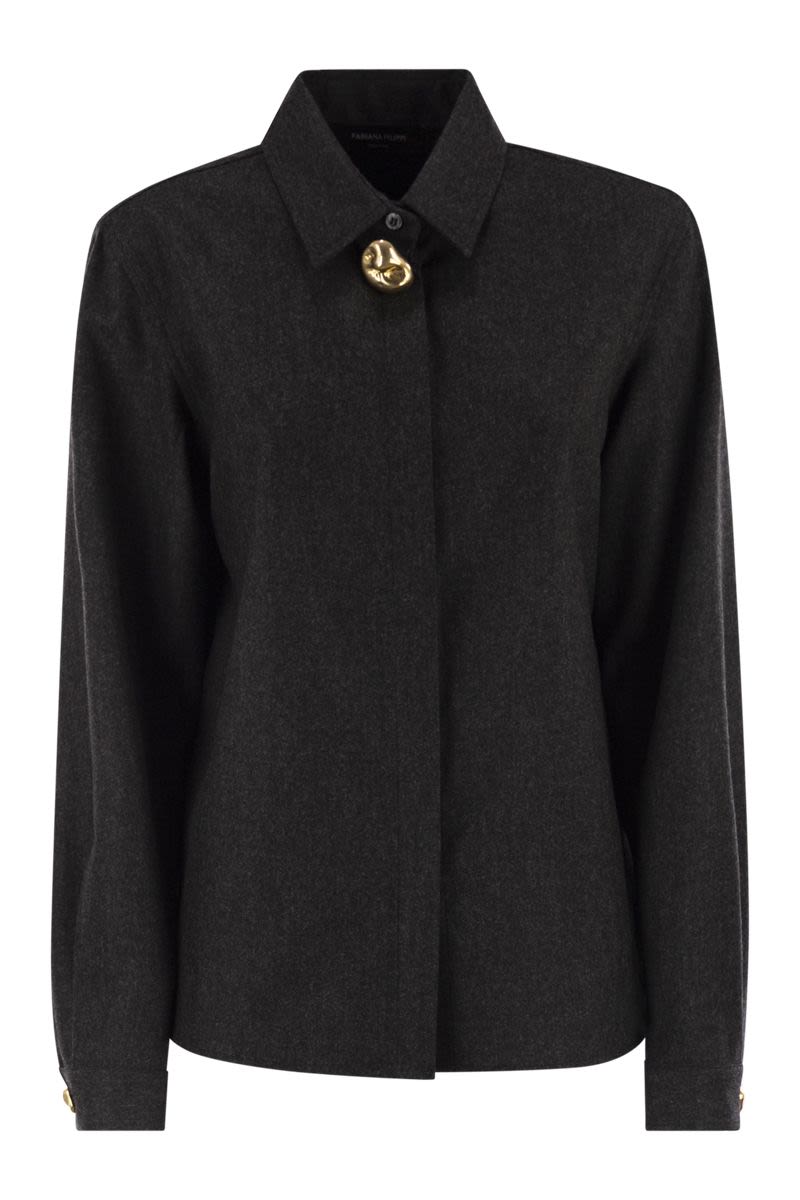 FABIANA FILIPPI Virgin Wool Houndstooth Detail Shirt