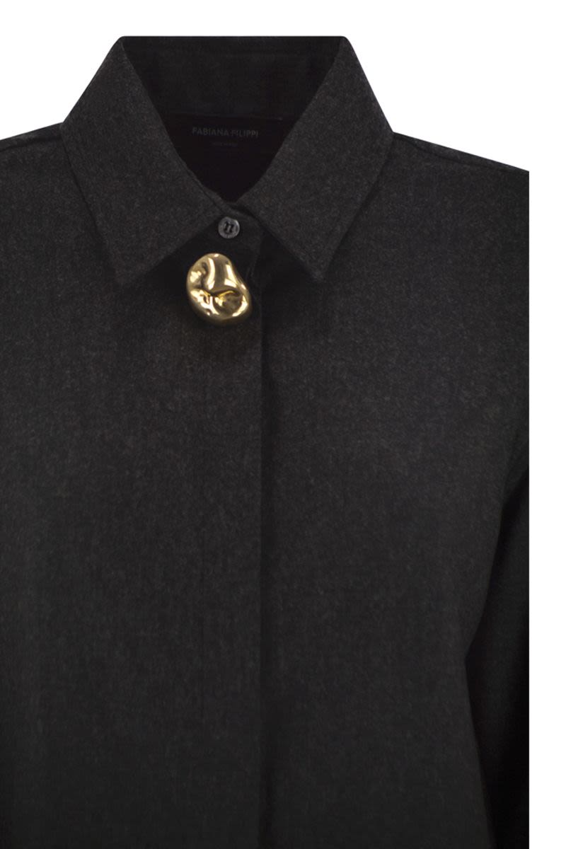 FABIANA FILIPPI Virgin Wool Houndstooth Detail Shirt
