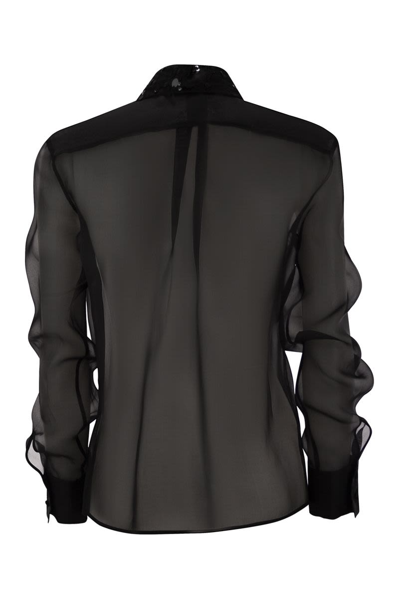 FABIANA FILIPPI Long Light Knit Shirt with Sequin Embroidery