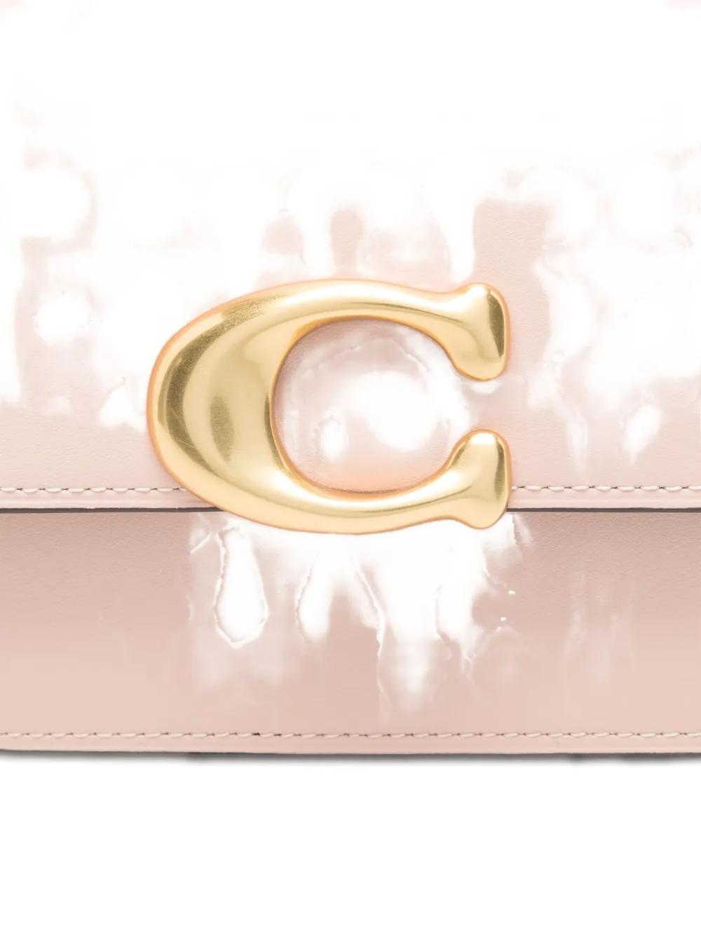 COACH Zoe Leather Shoulder Handbag with Clasp Detail