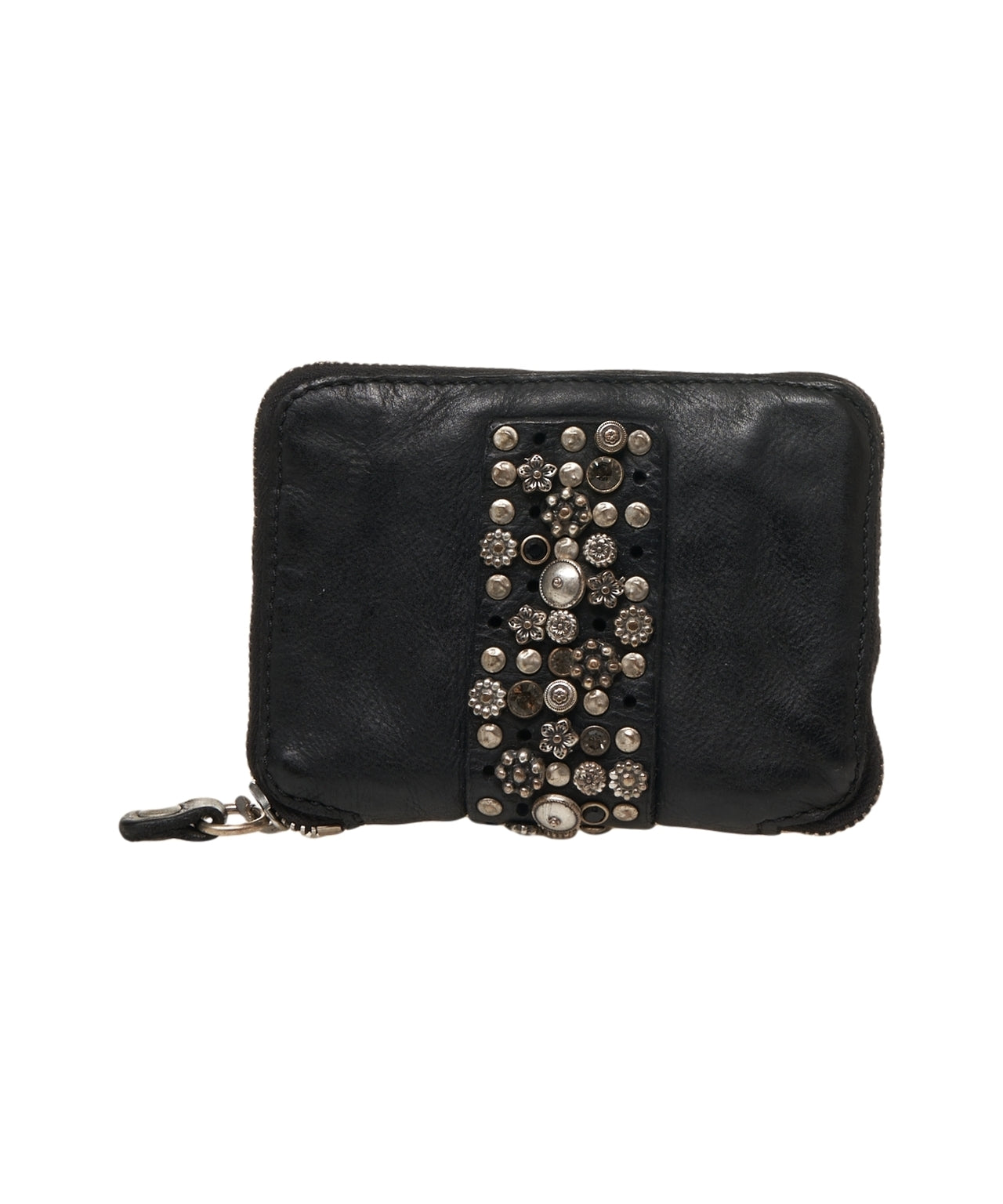 CAMPOMAGGI Studded Zip Wallet with Rhinestone Accents