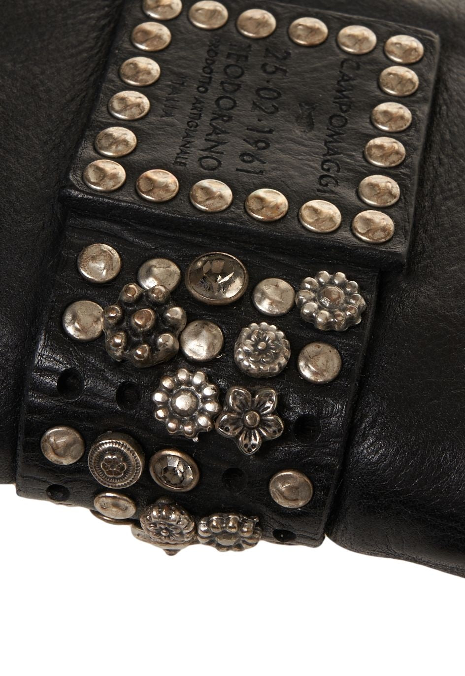 CAMPOMAGGI Studded Zip Wallet with Rhinestone Accents