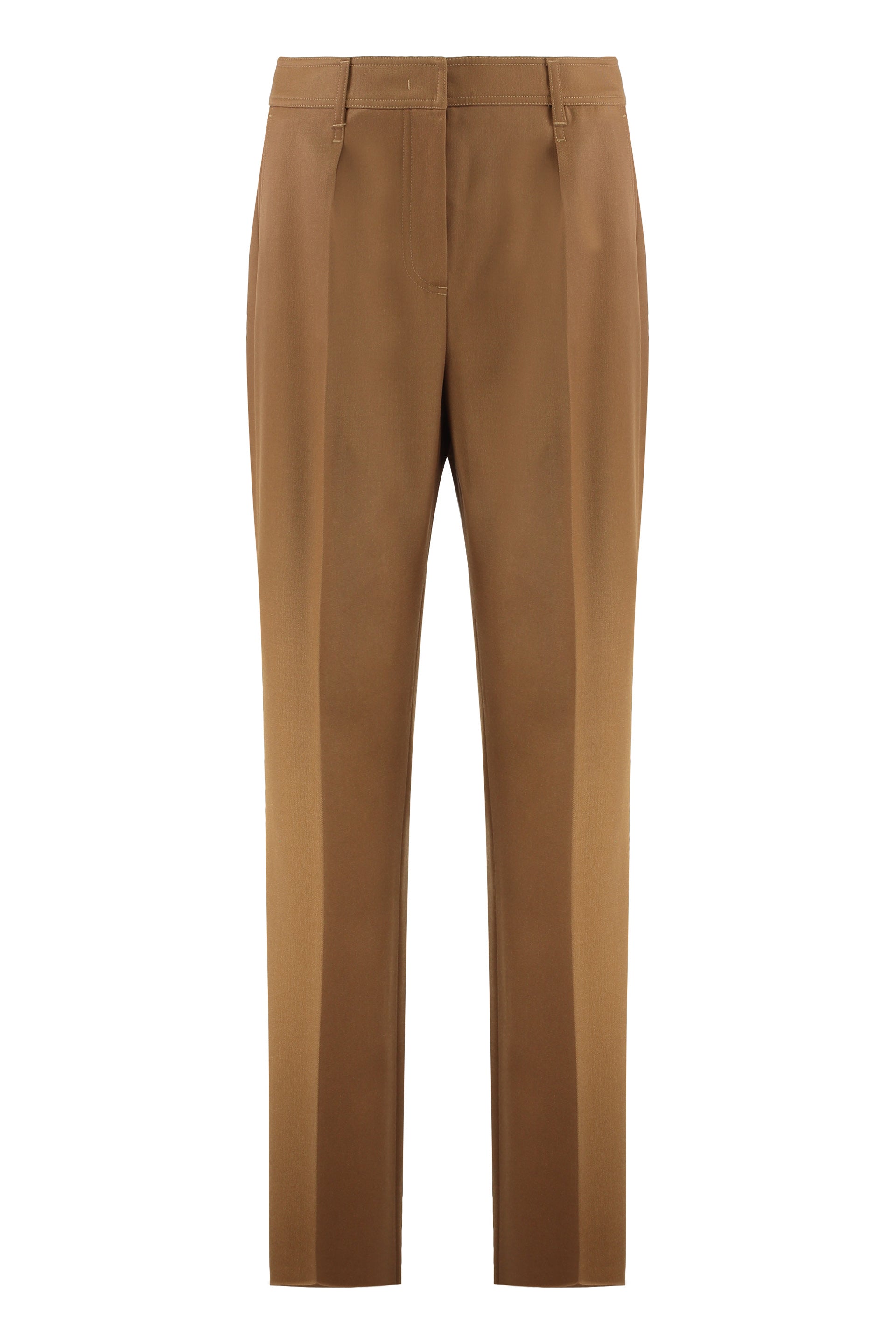 MAX MARA Wool Gabardine Trousers with Straight Leg Silhouette